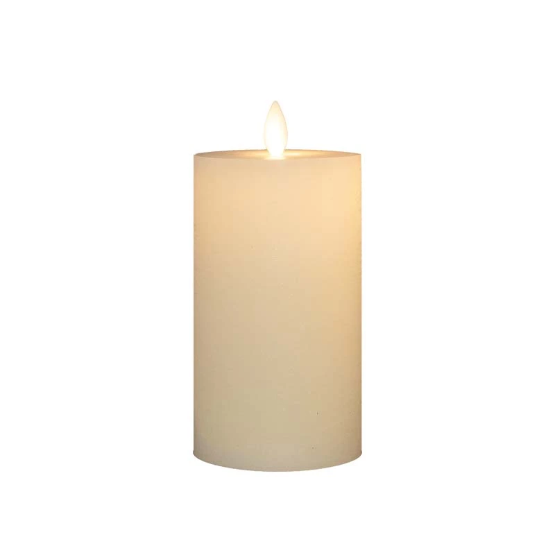 LED Kaars Rustiek Wax Wit Ø7,5x12,5 cm - afbeelding 1