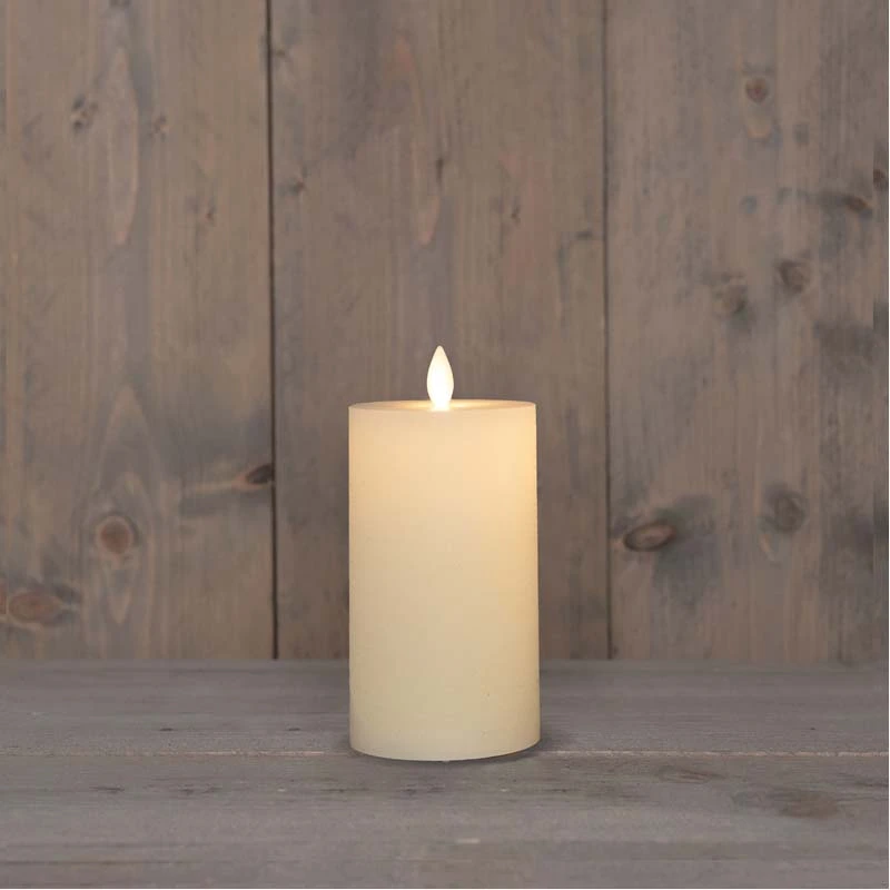 LED Kaars Rustiek Wax Wit Ø7,5x12,5 cm - afbeelding 2
