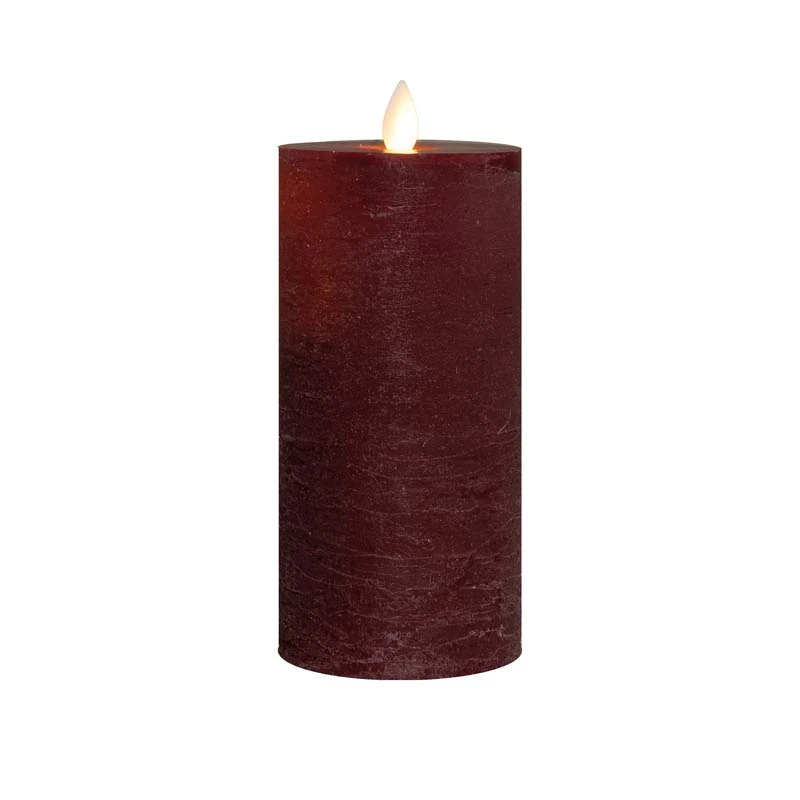 LED Kaars Rustiek Wax Bordeaux Ø7,5x15 cm - afbeelding 1