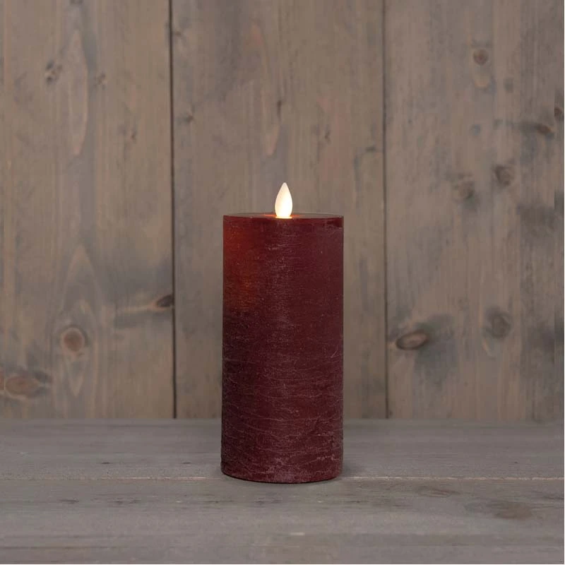 LED Kaars Rustiek Wax Bordeaux Ø7,5x15 cm - afbeelding 2