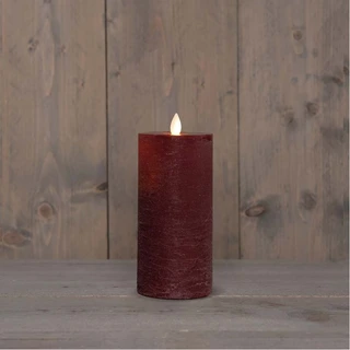LED Kaars Rustiek Wax Bordeaux Ø7,5x15 cm - afbeelding 2