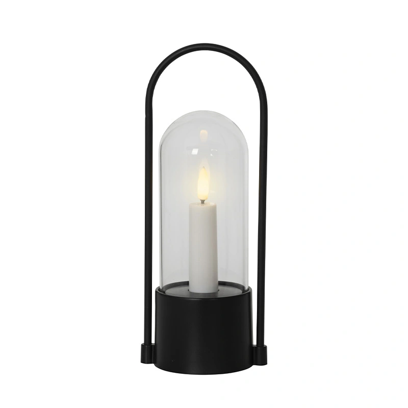 LED Kaars Buiten Kunststof Zwart - Ø8x25 cm - afbeelding 1