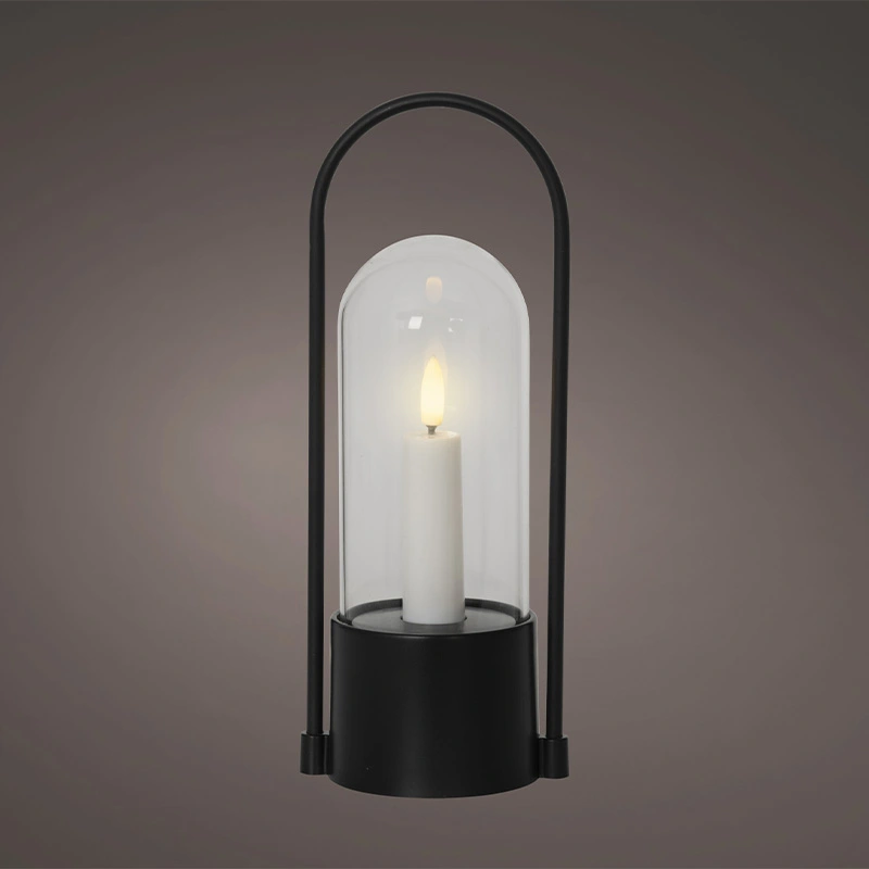 LED Kaars Buiten Kunststof Zwart - Ø8x25 cm - afbeelding 2