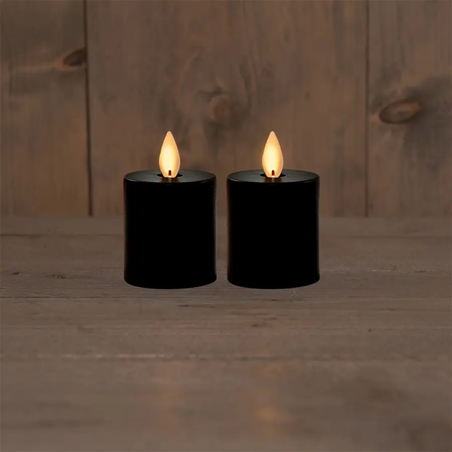 LED Kaarsen Set Zwart 4,5x8 cm - 2 st.
