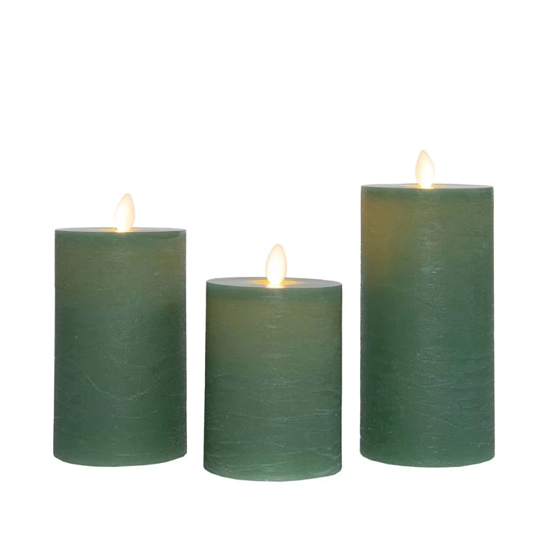 LED Kaarsen Set Rustiek Jade Groen - 3 st. - afbeelding 1