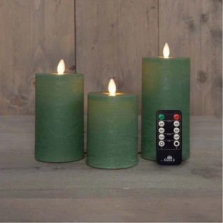 LED Kaarsen Set Rustiek Jade Groen - 3 st. - afbeelding 2
