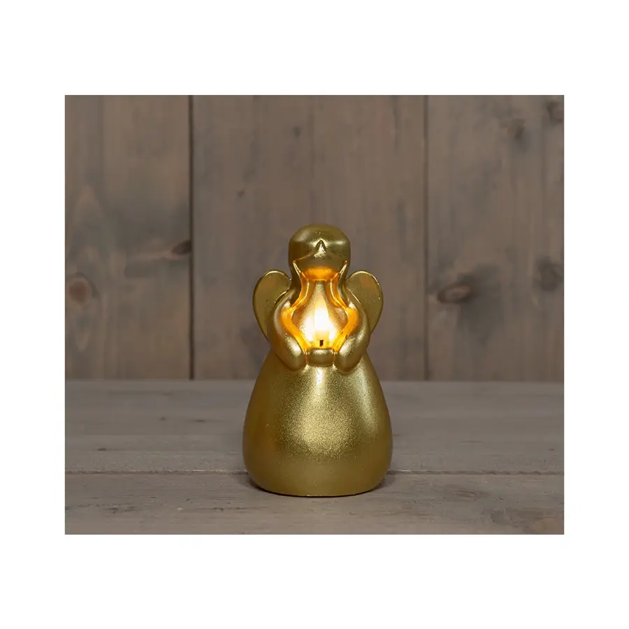 LED Kaars Engel 3D Vlam 8,5x14,5 cm - Goud