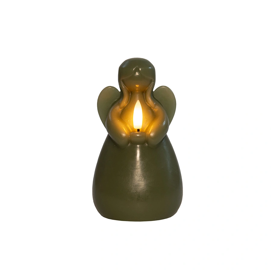 LED Kaars Engel 3D Vlam Ø8,5x14,5 cm - Groen - afbeelding 2