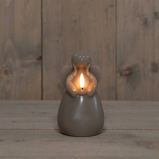 LED Kaars Engel 3D Vlam Ø8,5x14,5 cm - Taupe - afbeelding 1