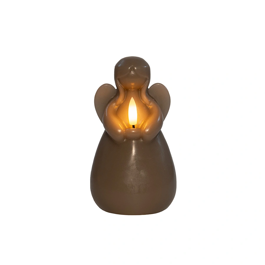 LED Kaars Engel 3D Vlam Ø8,5x14,5 cm - Taupe - afbeelding 2