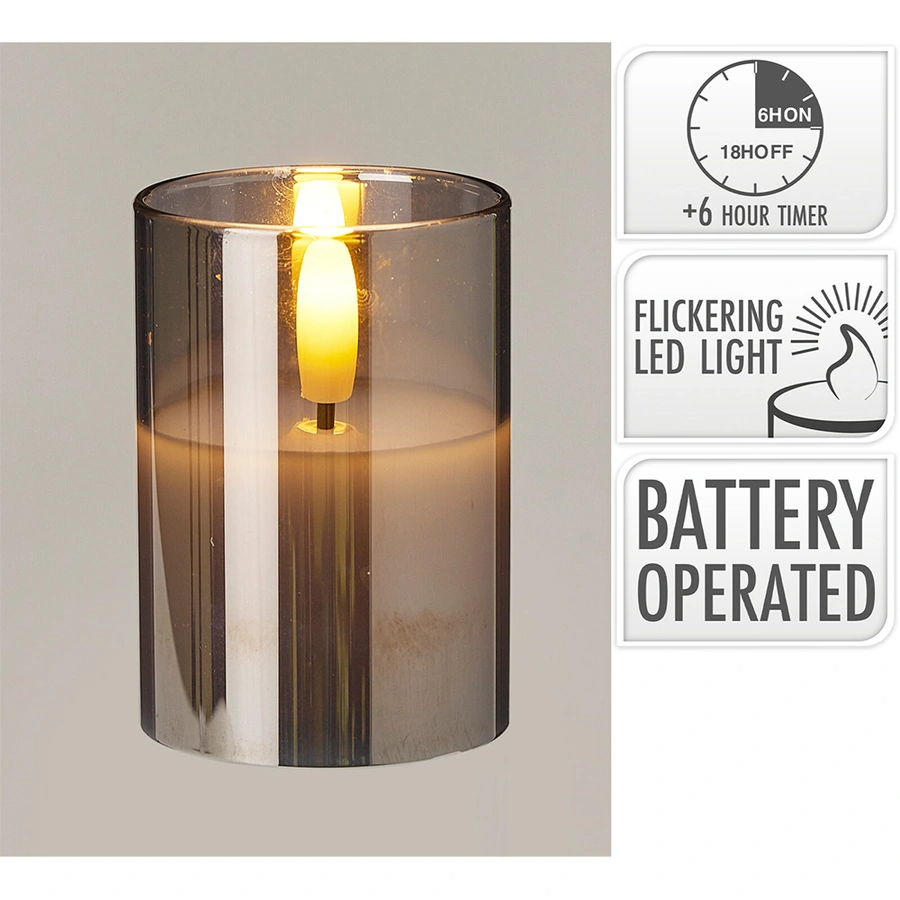 LED Kaars in Glas Donker - 7 cm