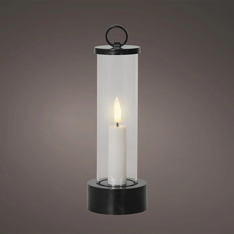 LED Kaars Buiten Kunststof Zwart - Ø7,5x20 cm - afbeelding 2