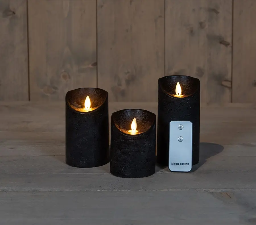 LED Kaarsen Set Rustiek Zwart - 3 st. - afbeelding 1