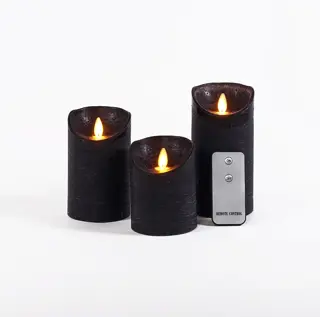 LED Kaarsen Set Rustiek Zwart - 3 st. - afbeelding 2
