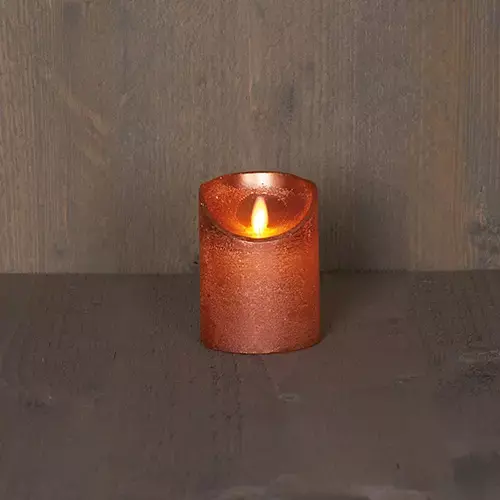 LED Kaars Rustiek 7,5x10 cm - Koper