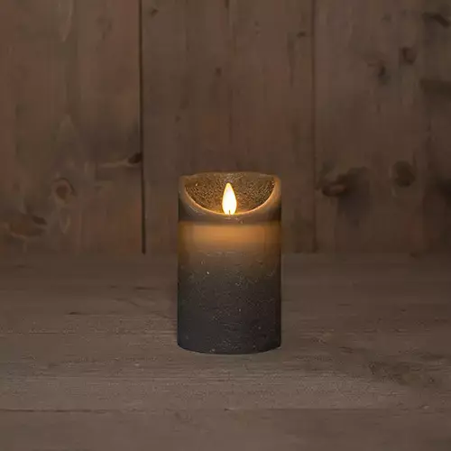 LED Kaars Rustiek 7,5x12,5 cm - Grijs