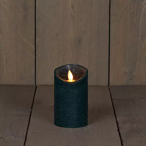 LED Kaars Rustiek 7,5x12,5 cm - Antiek groen