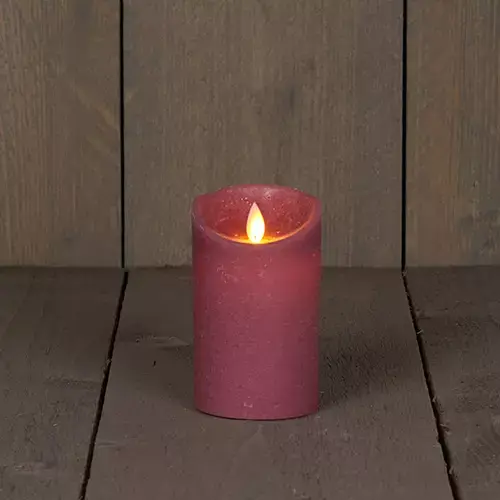 LED Kaars Rustiek 7,5x12,5 cm - Antiek roze