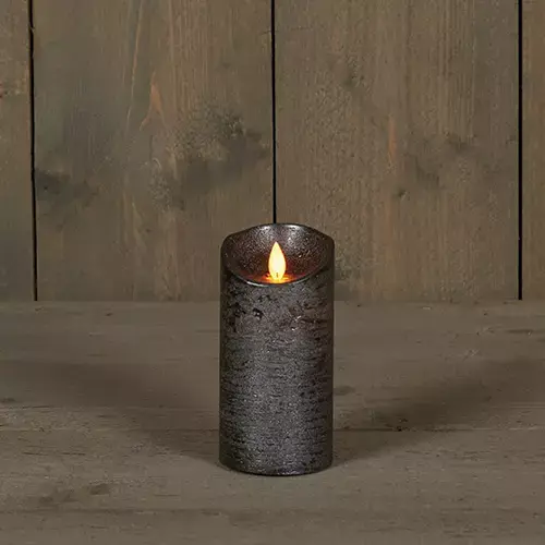 LED Kaars Rustiek 7,5x15 cm - Antraciet