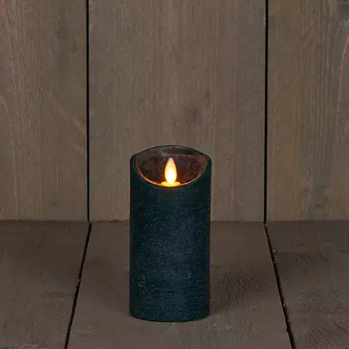 LED Kaars Rustiek 7,5x15 cm - Antiek groen