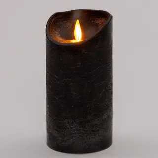 LED Kaars Rustiek 7,5x15 cm - Zwart - afbeelding 2