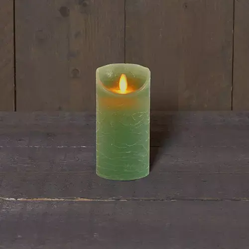 LED Kaars Rustiek 7,5x15 cm - Jade groen