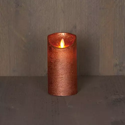 LED Kaars Rustiek 7,5x15 cm - Koper