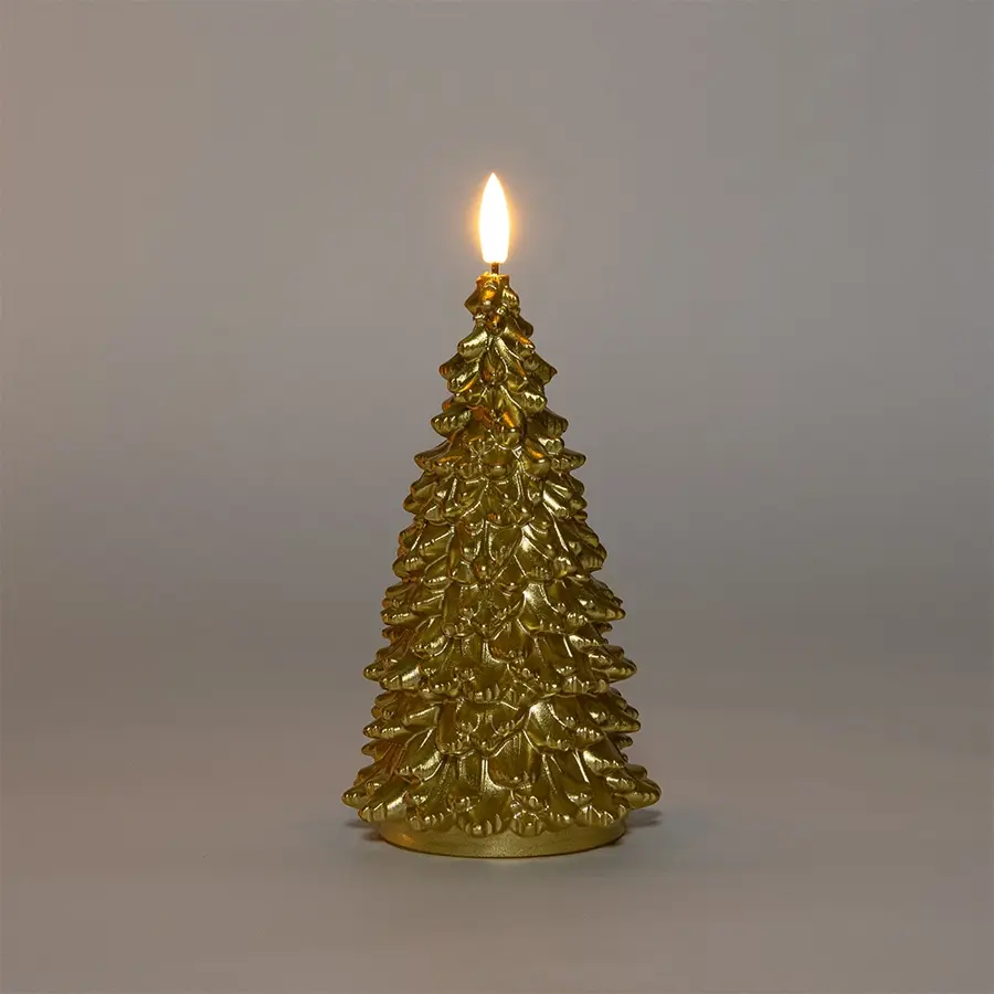 LED Kaars Boompje 9,5x20 cm - Goud - afbeelding 2
