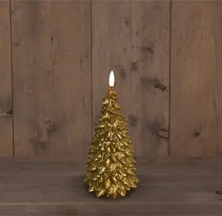 LED Kaars Boompje 9,5x20 cm - Goud - afbeelding 1