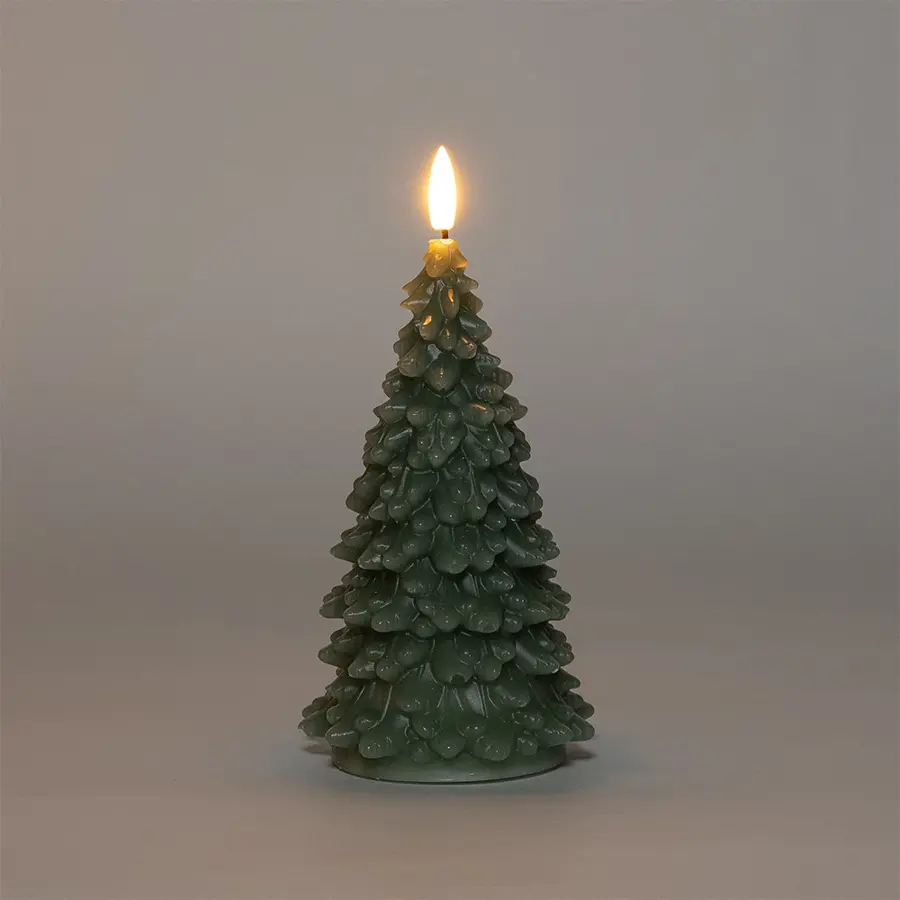 LED Kaars Boompje 9,5x20 cm - Jade Groen - afbeelding 2