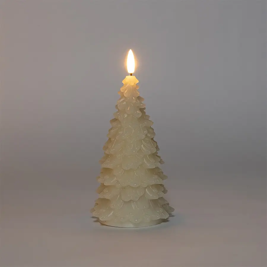 LED Kaars Boompje 9,5x20 cm - Ivoor - afbeelding 2