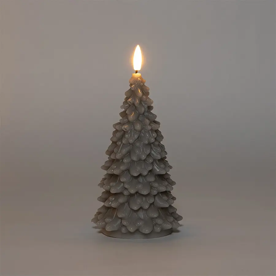 LED Kaars Boompje 9,5x20 cm - Taupe - afbeelding 2
