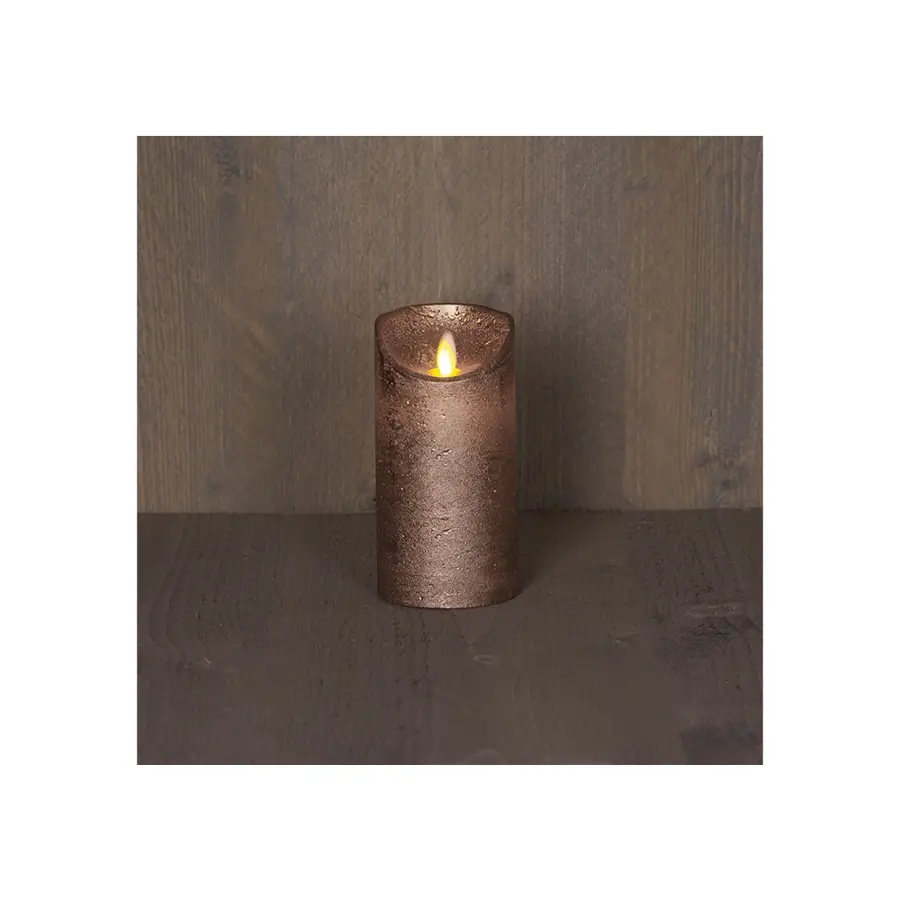 LED Kaars Rustiek 7,5x15 cm - Brons