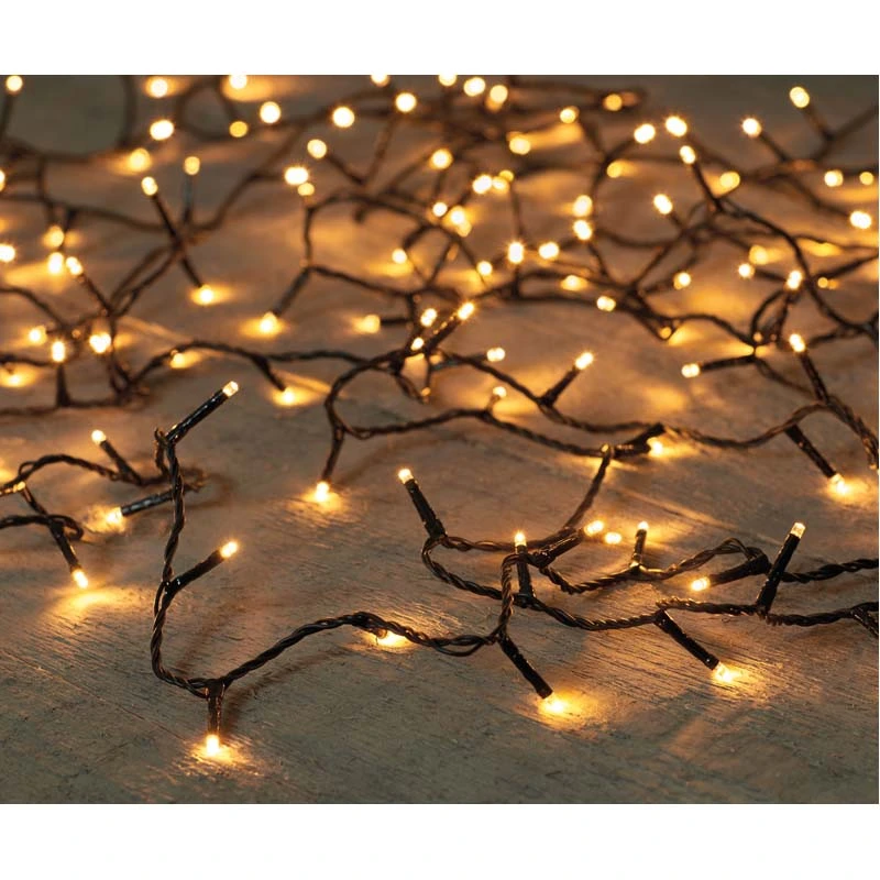 LED Rice Lights Zwart 12 m - Licht Goud