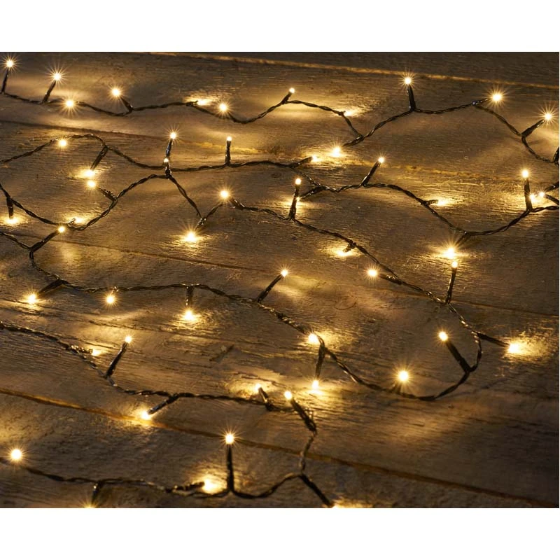 LED Rice Lights Zwart 12 m - Warm Wit
