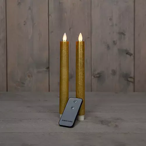 LED Dinerkaarsen Rustiek Goud 23 cm - 2 st.