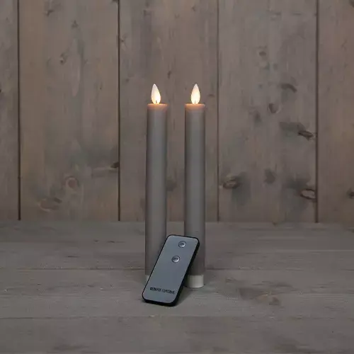 LED Dinerkaarsen Rustiek Taupe 23 cm - 2 st.