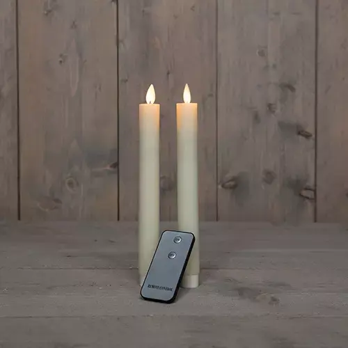 LED Dinerkaarsen Rustiek Ivoor 23 cm - 2 st.