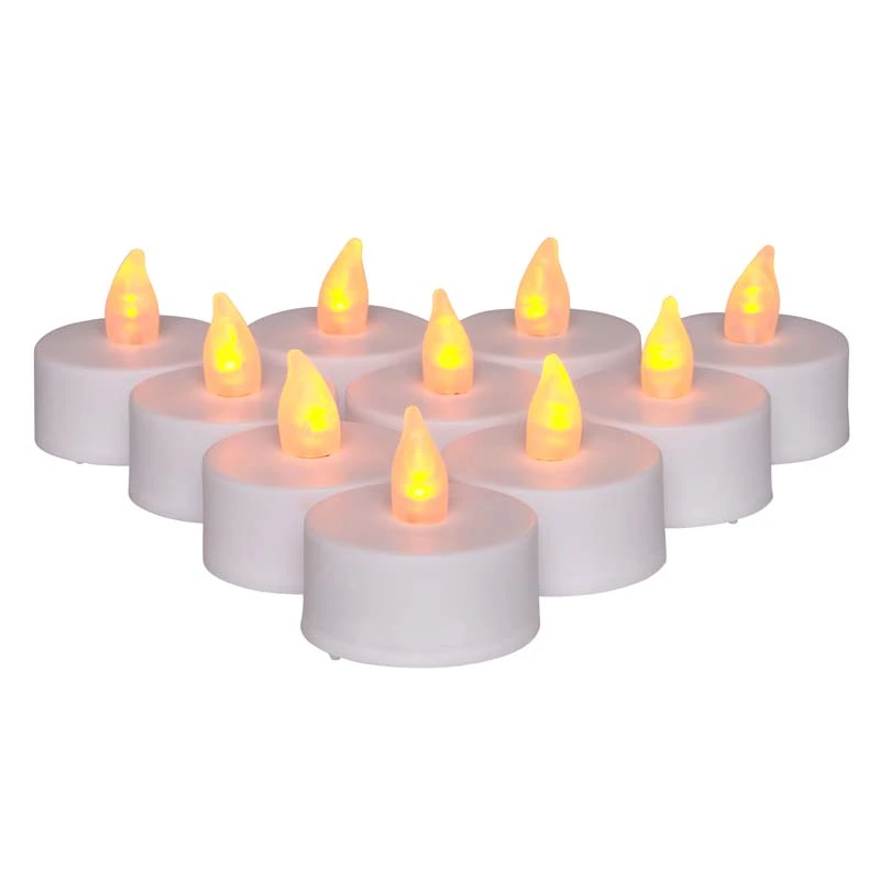 LED Theelicht Vlameffect Geel - 10 stuks - afbeelding 1
