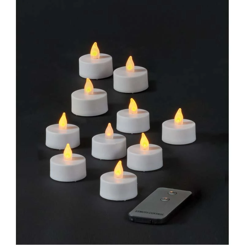 LED Theelicht Vlameffect Geel - 10 stuks - afbeelding 2