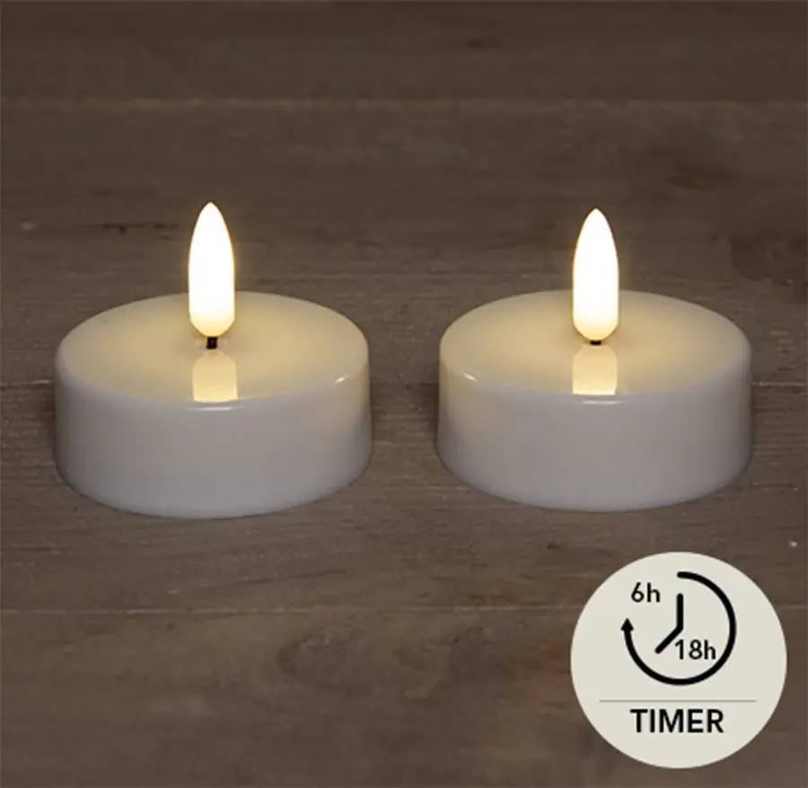 LED Theelicht met Vlameffect - 2 stuks