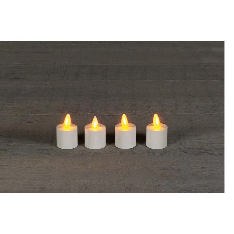 LED Theelicht Bewegende Vlam 5x6 cm Wit - 4 stuks