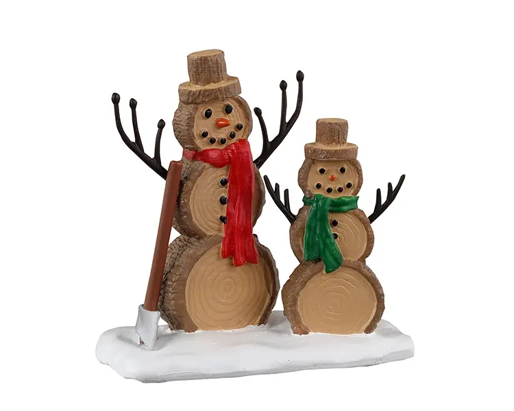 Lemax Log Snowmen