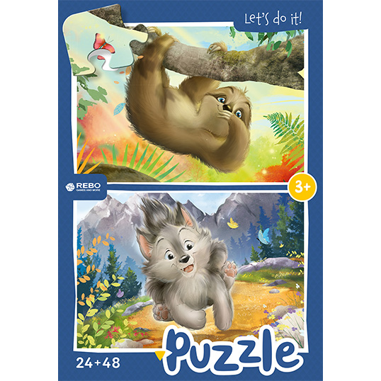 Rebo Little Wolf and Sloth-puzzel 24 + 48 st.