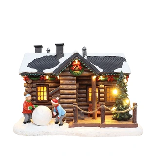 Santaville Houten Logde met Kinderen LED