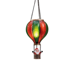 Verlichte Luchtballon Kerstman - Ø14x25 cm