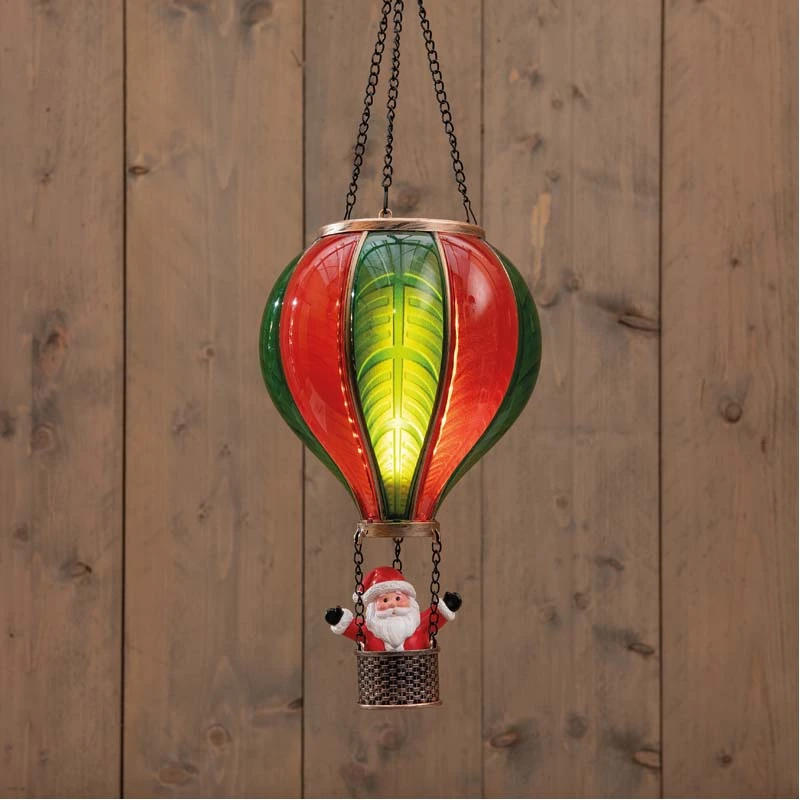 Verlichte Luchtballon Kerstman - Ø20x35 cm - afbeelding 2