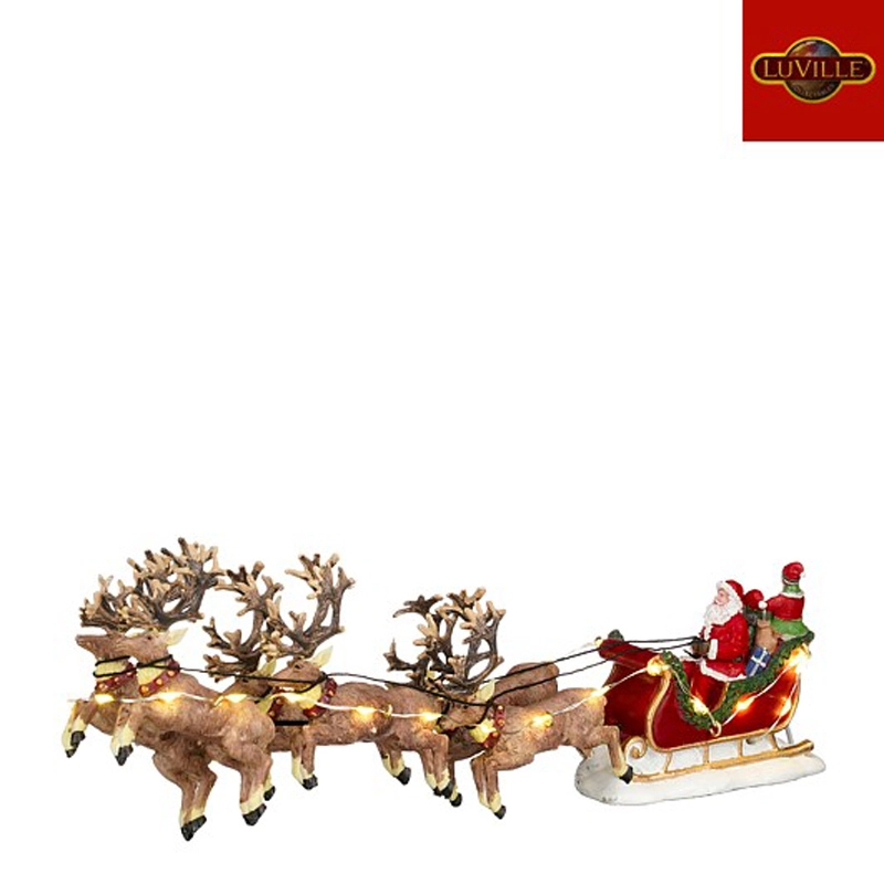 Luville Santa with elves in sleigh