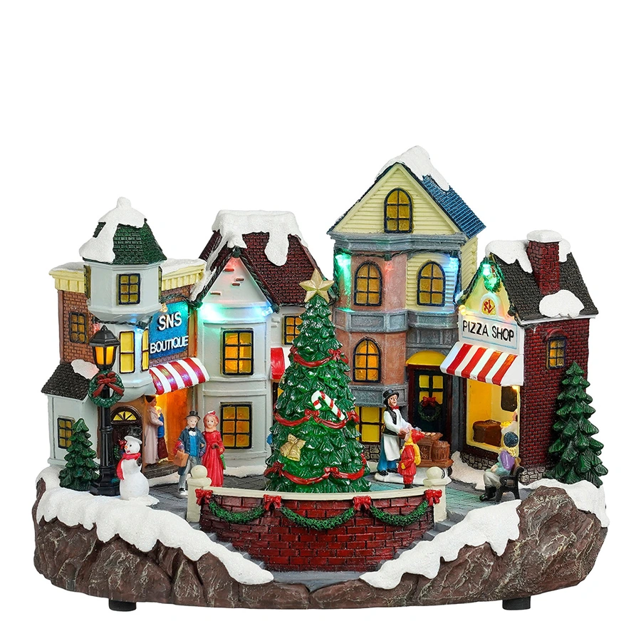 Luville Village Scenery with Tree - 31,5x22x22 cm