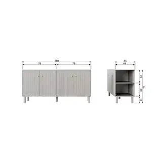 Woood Madu Dressoir Grenen Wolkengrijs - 160x78x46 cm - afbeelding 9